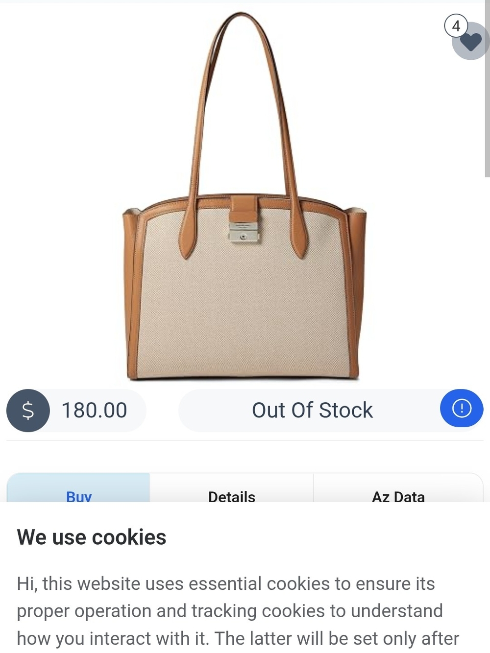 Anne Klein Canvas Tote Satchel in Tan and Cream